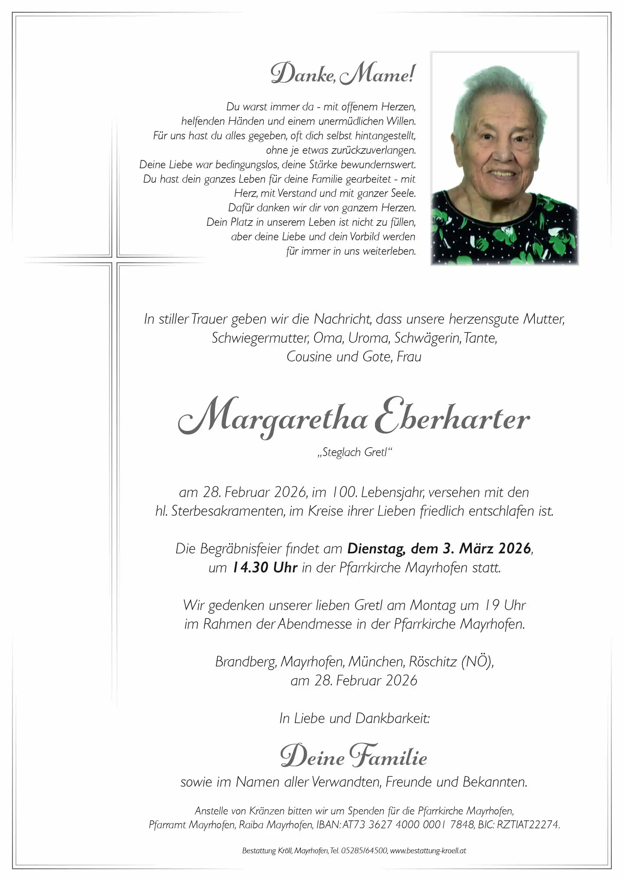 Parte von Margaretha Eberharter